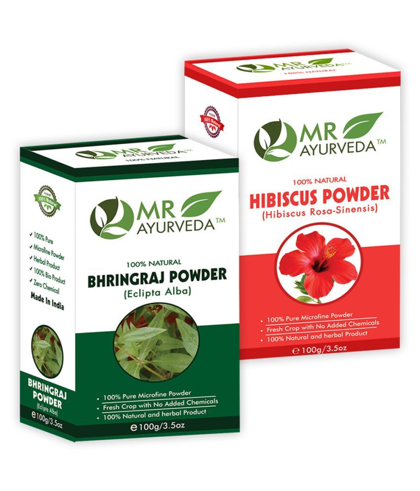     			MR Ayurveda 100% Organic Bhringraj  Powder and Hibiscus Powder Hair Scalp Treatment 200 g Pack of 2