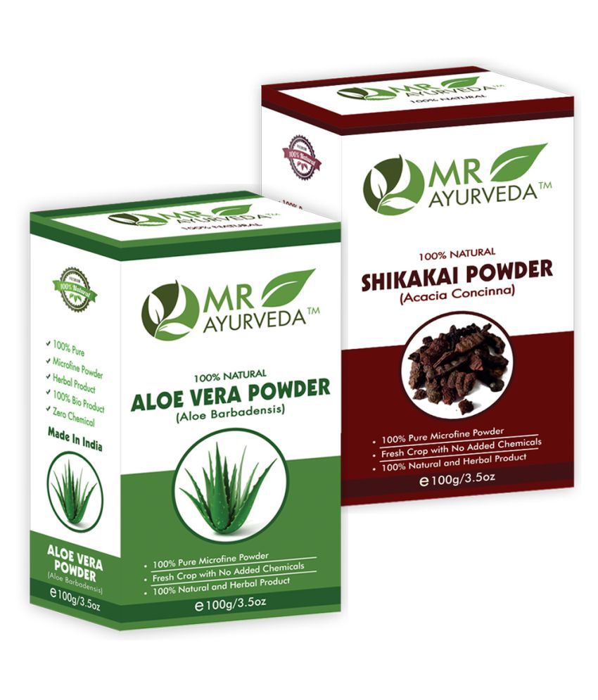     			MR Ayurveda Shikakai Powder and Aloe Vera Powder Hair Scalp Treatment 200 g Pack of 2