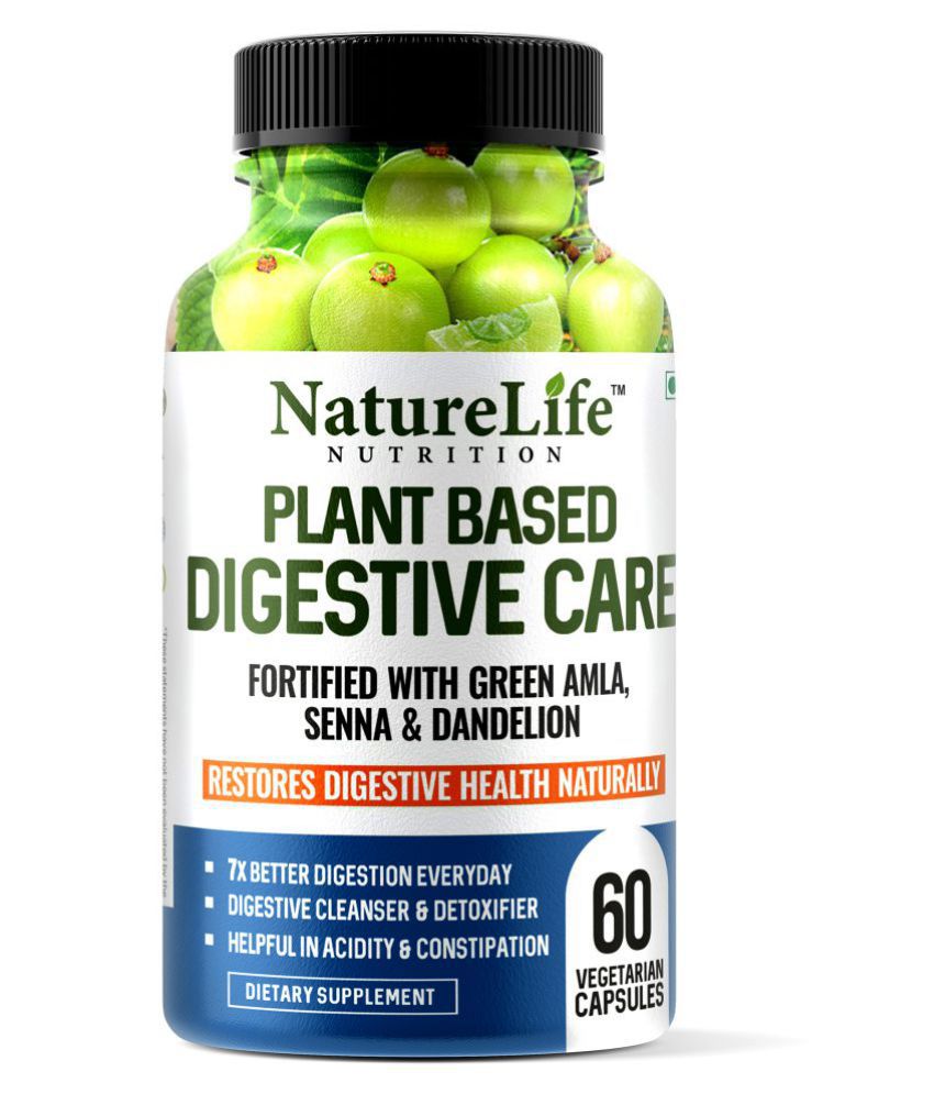NatureLife Nutrition Plant Based Digestive Care Fortified with Amla, Dandelion I 60 no.s Multivitamins Capsule