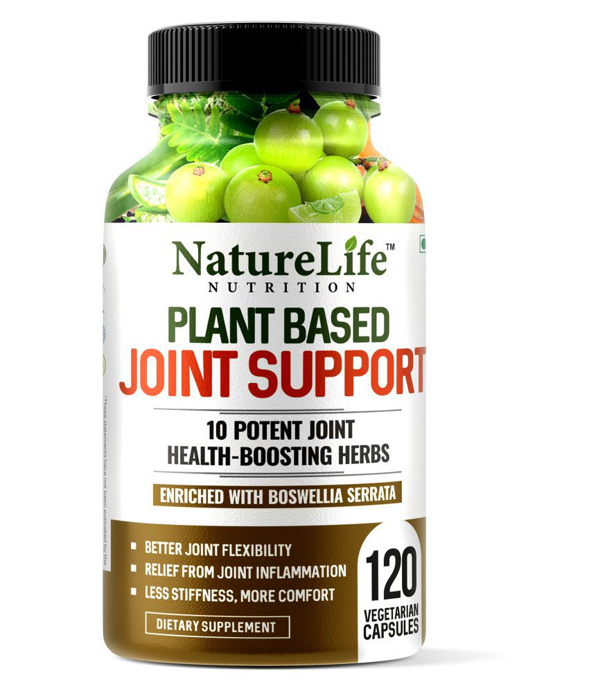 NatureLife Nutrition Plant Based Joint Support with Boswellia, Moringa, Amla, Turmeric, & 10 Herbs | 120 no.s Multivitamins Capsule