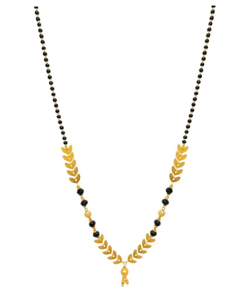     			One Gram Gold Plated Dobulle pandadi Mangalsutra Necklace Pendant Tanmaniya Black Bead Chain For Woman and Girls Brass, Alloy Mangalsutra
