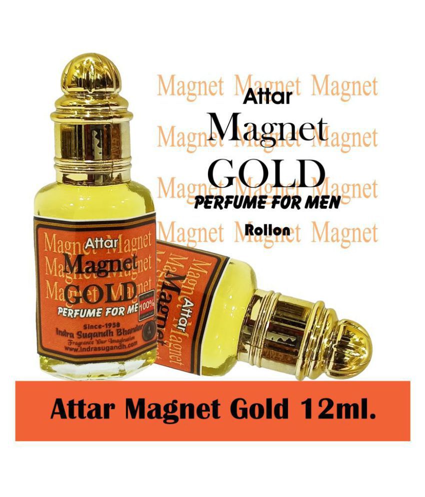     			INDRA SUGANDH BHANDAR Attar For Men|Women Magnet Gold Original Magnet Perfume Like 0% Alcohal Long Lasting Fragrance 12ml Rollon Pack