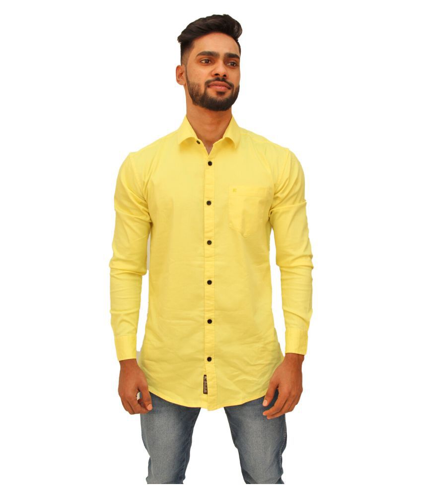 Kohinoor Cottons Cotton Blend Yellow Solids Formal Shirt - Buy Kohinoor ...