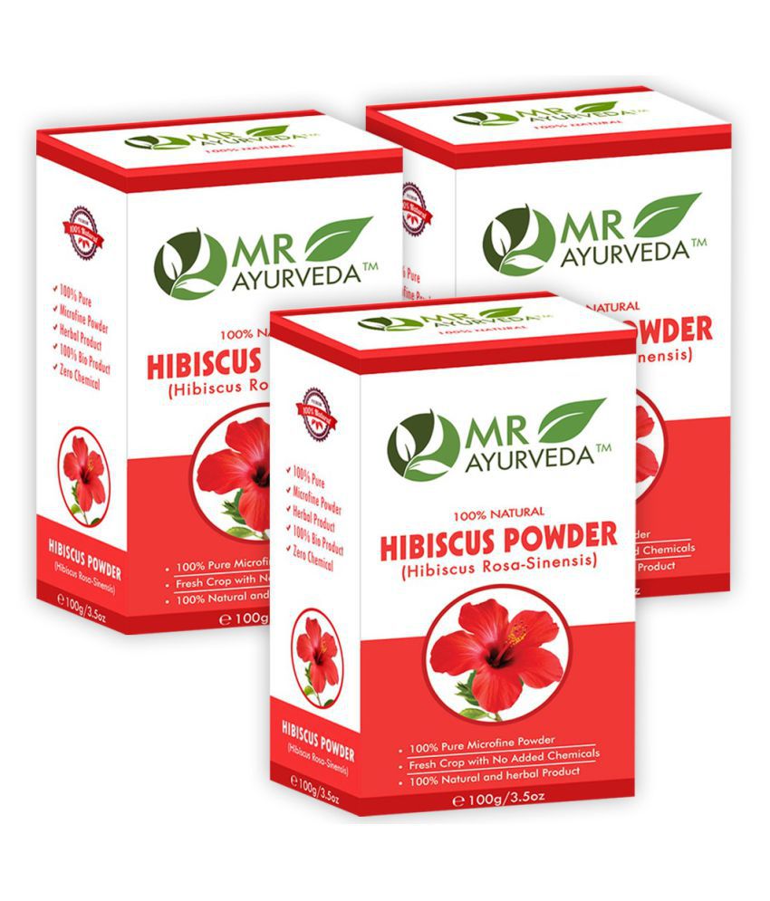     			MR Ayurveda Hibiscus Flower Powder (Gudhal) Hair Scalp Treatment 300 g Pack of 3