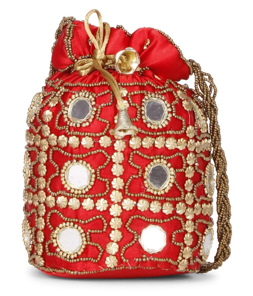 SALE POTLI BAG! Red Satin Handheld