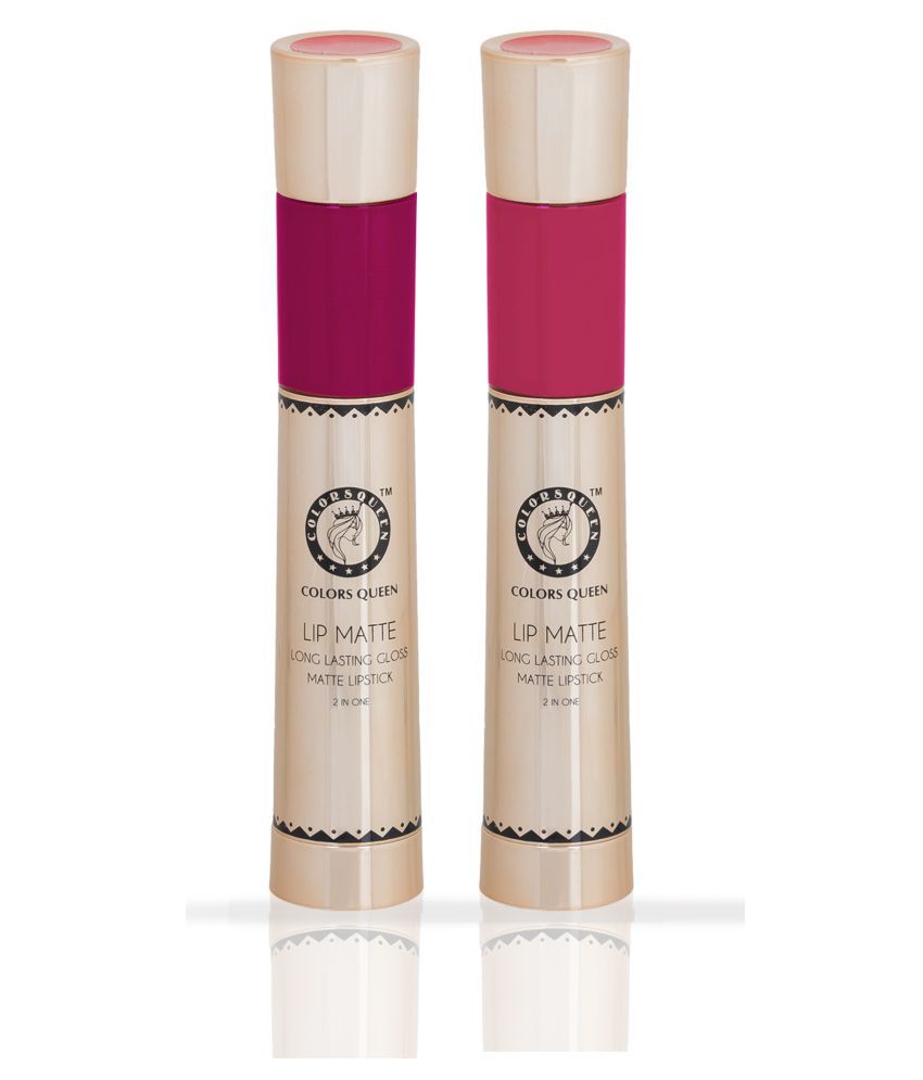     			Colors Queen 2 In 1 Long Lasting Matte Lipstick IndianMahroon&Pink Multi Pack of 2 16 g