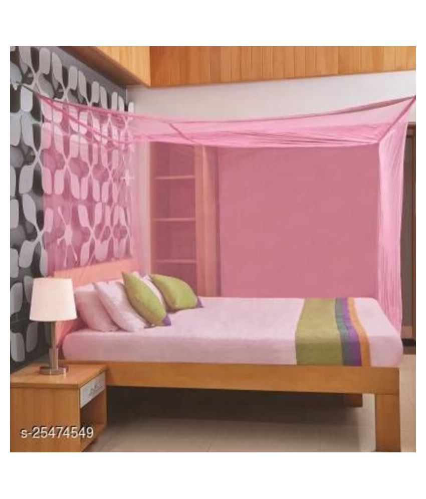     			NISSI Double Pink Plain Mosquito Net