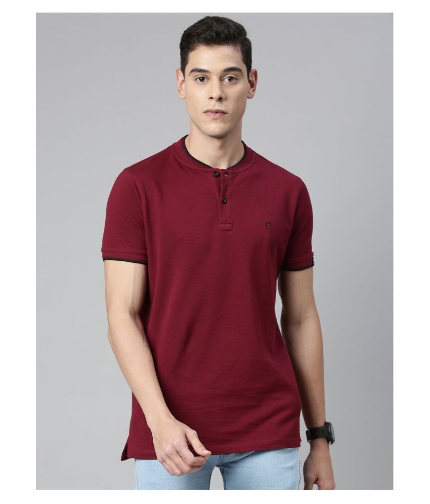     			Urbano Fashion - Maroon Cotton Slim Fit Men's T-Shirt ( Pack of 1 )