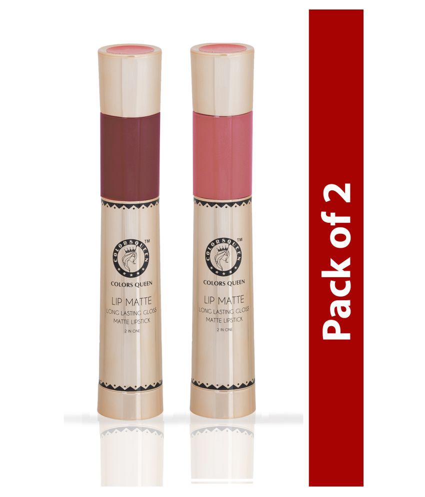     			Colors Queen 2 In 1 Long Lasting Matte Lipstick WarmNude&QueenNude Multi Pack of 2 16 g