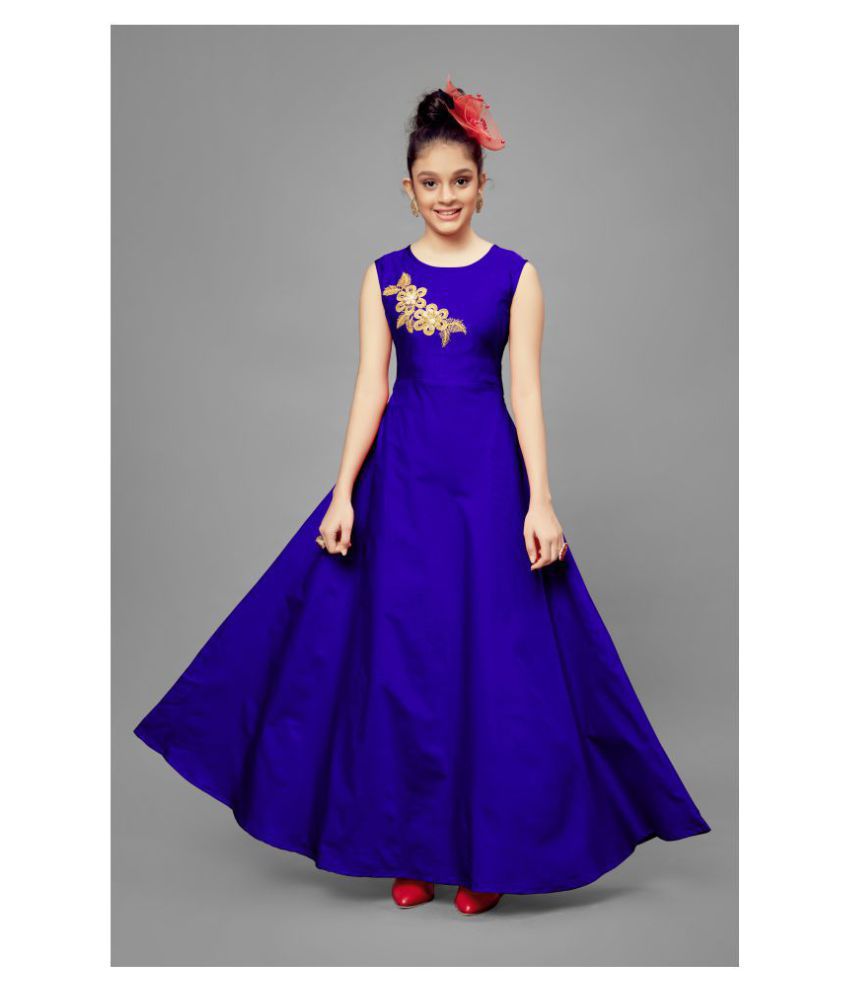     			Fashion Dream - Blue Satin Girl's Gown ( Pack of 1 )