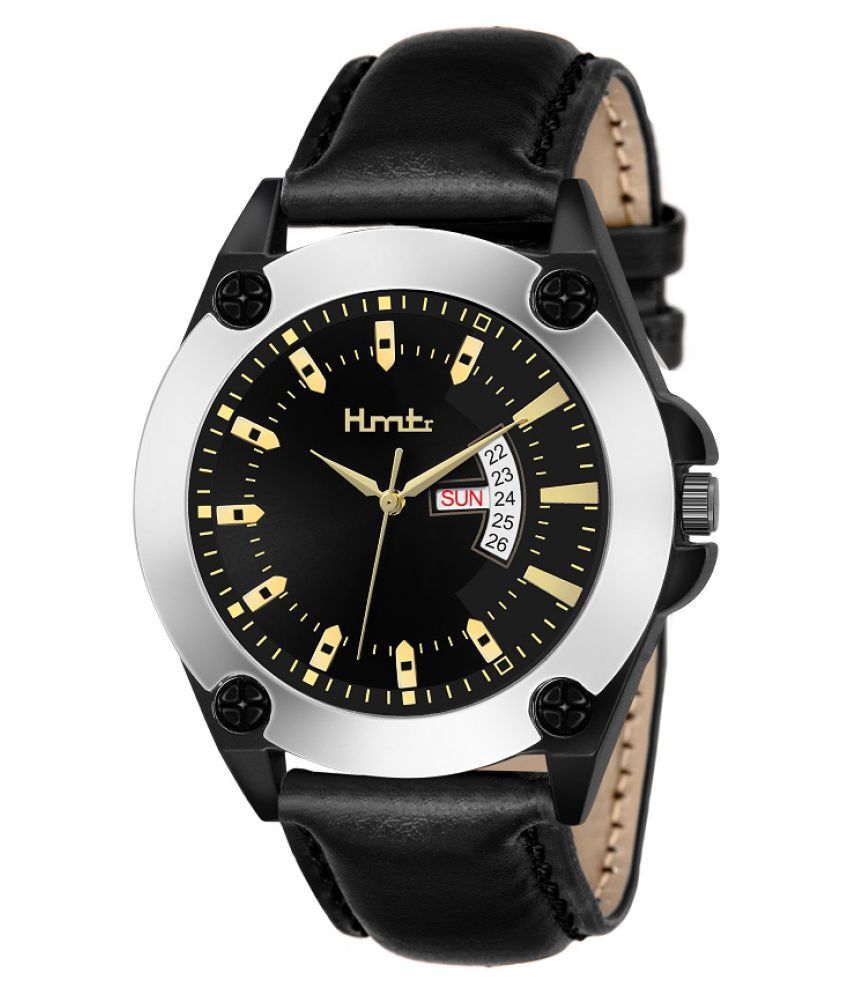     			HMTr 6062-black day&date Leather Analog Men's Watch