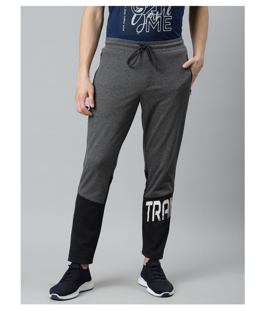     			Alcis Men Charcoal Grey & Black Slim Fit Colourblocked Track Pants