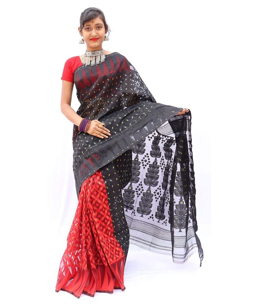     			Panihari Creations Red,Black Cotton Saree