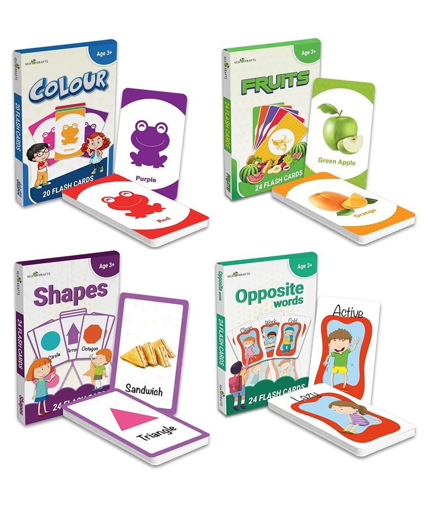     			Fratelli Keakrafts Wipe & Clean Activity Double Sided Flash Cards for Kids (Colors + Shapes +Fruits +Opposites)