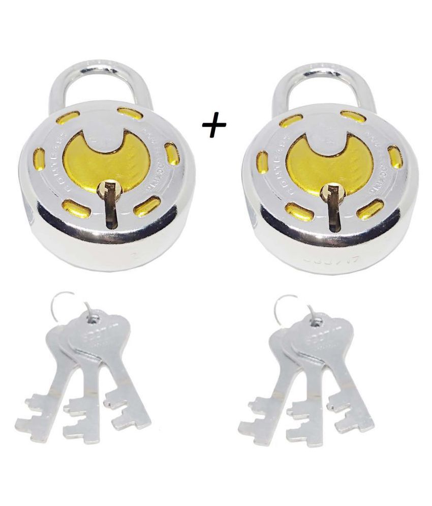 Set of 2 Lock for home, room and kitchen, Size 50 MM, Double Locking, 6 Levers