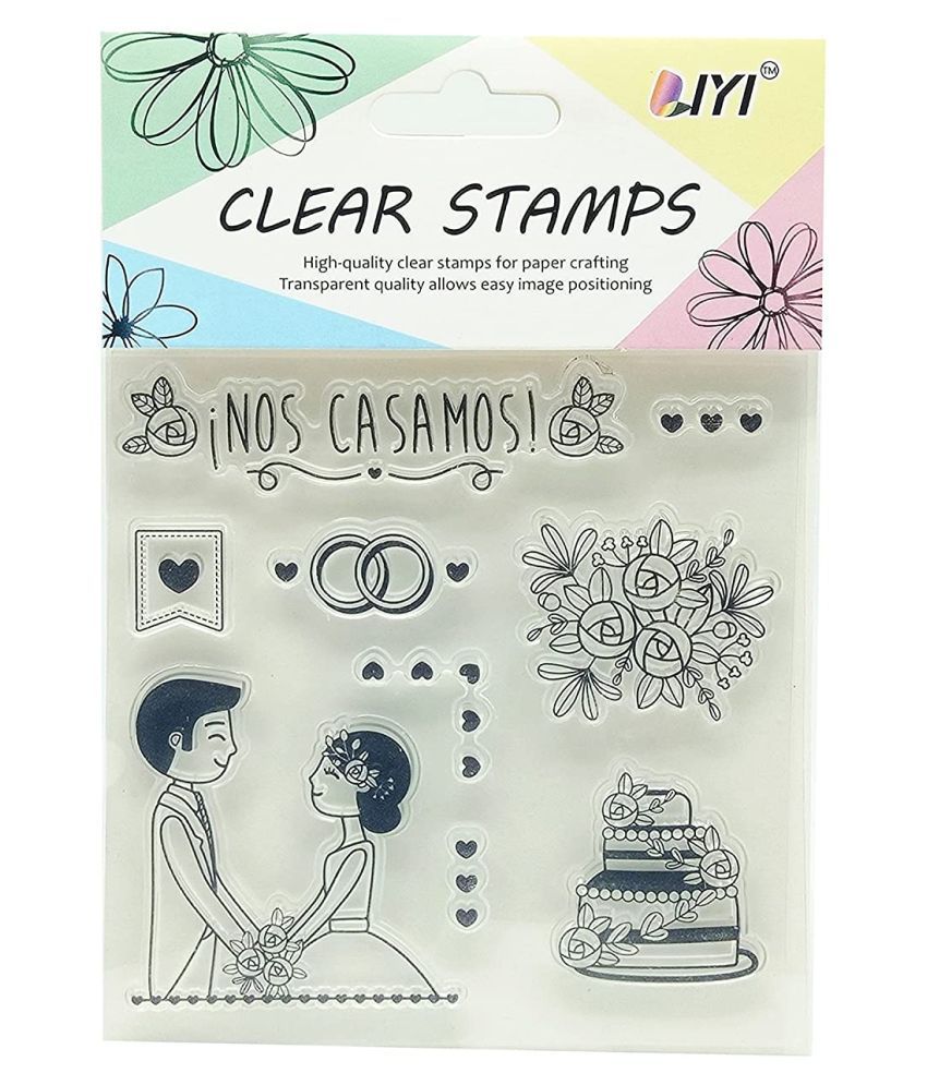     			PRANSUNITA Designer Clear Rubber Blocks Stamp, Used in Textile & Block Printing, Card & Scrap Booking Making, 9 Designs in Card (Wedding Theme)