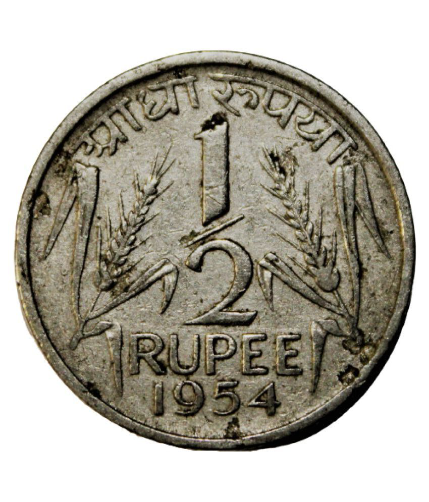     			Verified Coin 1/2 Rupee 1954  - India Extremely Rare Coin