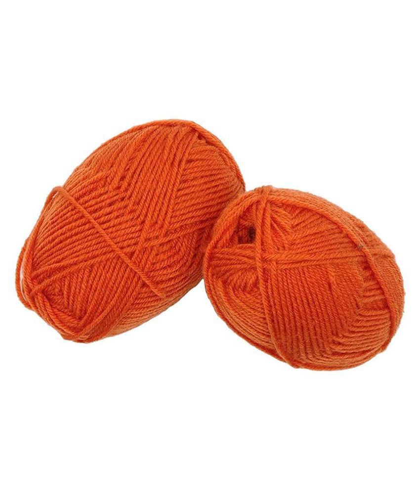     			PRANSUNITA 4 ply Soft Acrylic Knitting Wool Yarn, Used in Hand Knitting, Art Craft, and Crochet, Pack of 2 Rolls ( 50 GMS /90 MTS ) Color - Orange