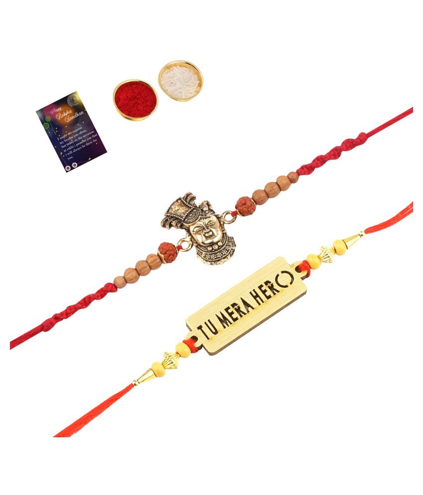     			Paola Bhaiya Rakhi " Tu Mera Hero" Deginer Pendant  Rakhi Combo  For Bhaiya With Roli Chawal And Greeting Card