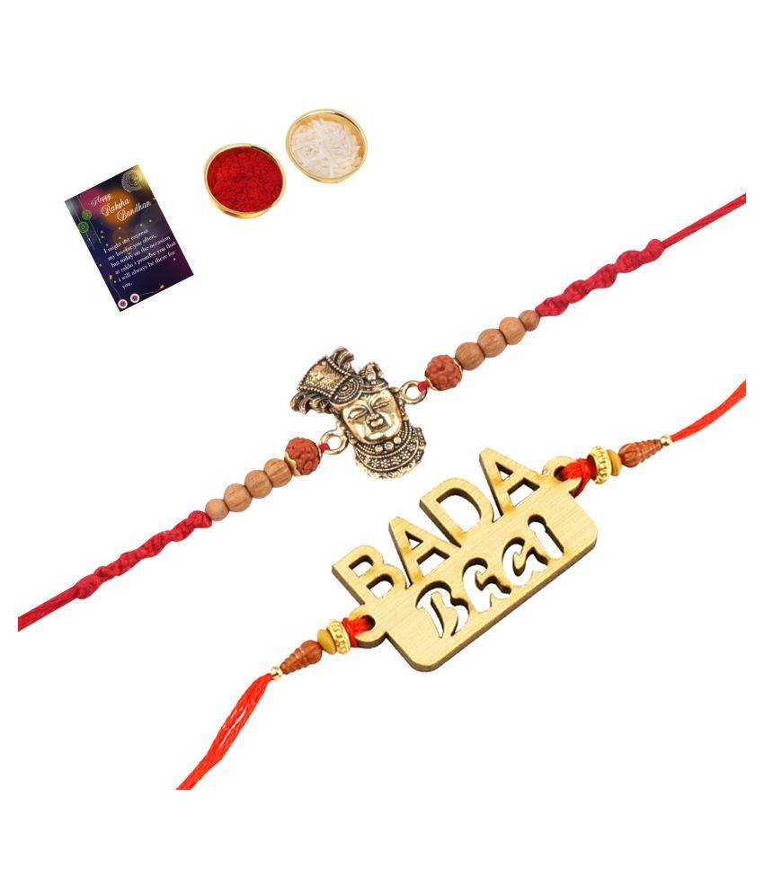     			Paola Exclusive Bhaiya Rakhi " BADA BHAI" Designer Pendent  Rakhi Combo  For Bhaiya With Roli Chawal And  Greeting Card