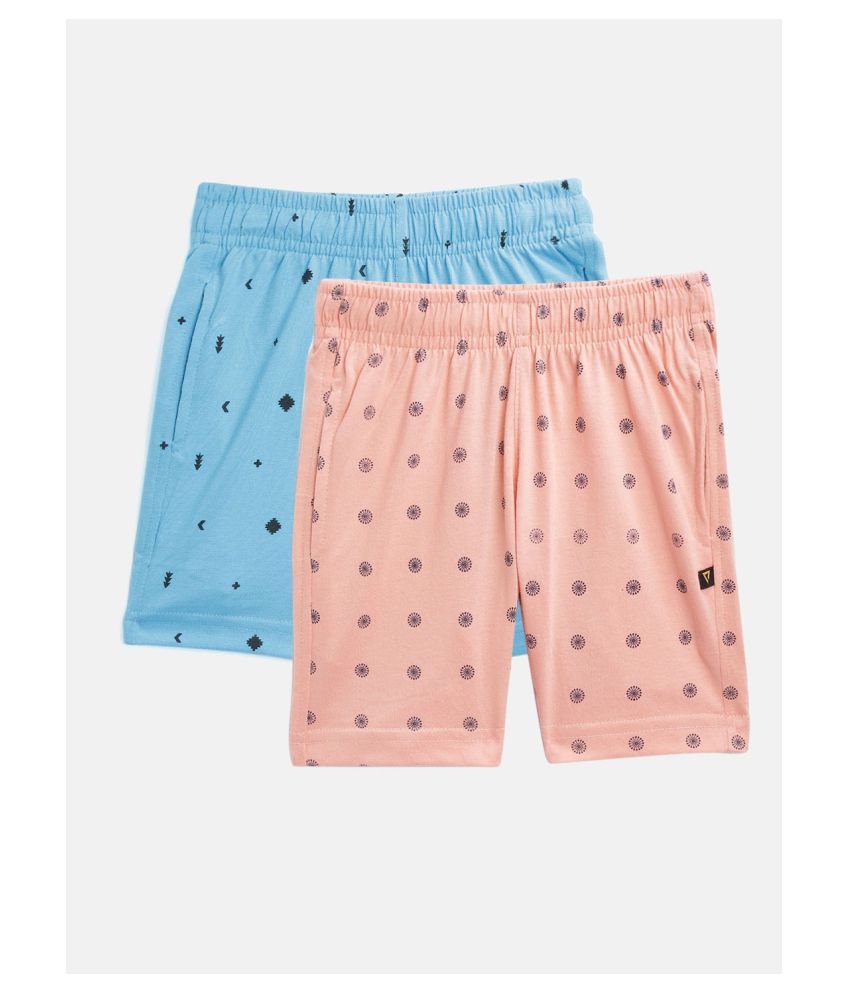     			Proteens Girl's Shorts Blue and Peach Combo Pack of 2