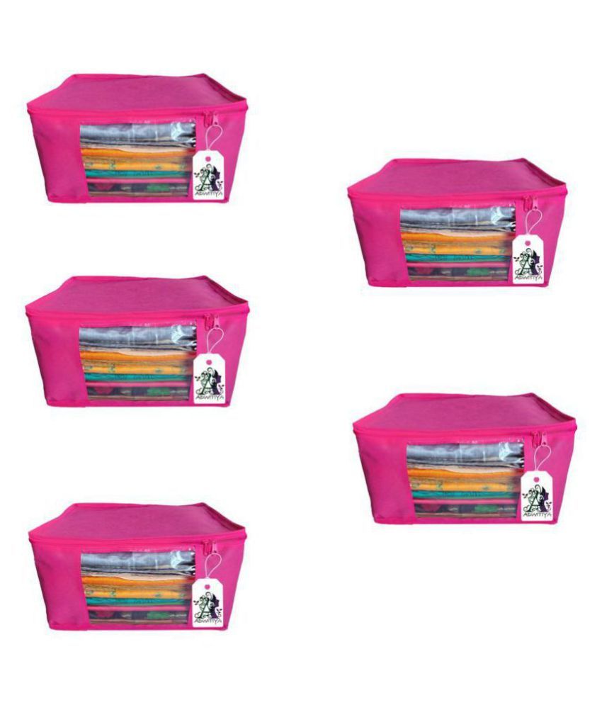     			ADWITIYA Pink Fabric Garment Bag Pack of 5