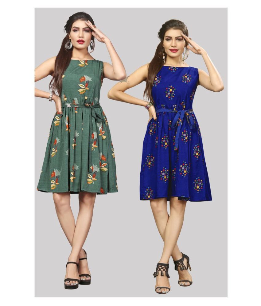     			Hiva Trendz Crepe Multi Color A- line Dress
