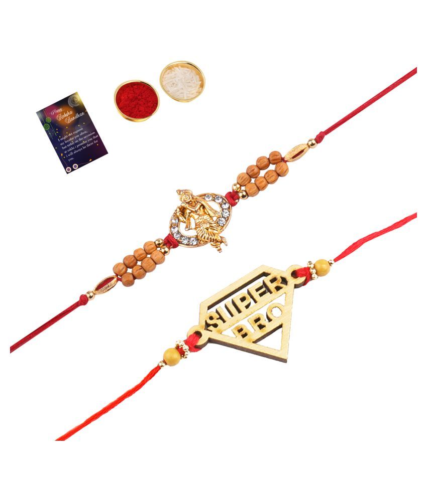     			Paola Fashion Charm Bhaiya Rakhi " SUPER HERO" Designer Pendent With  Designer Look"KRISHNA JI "Rakhi Combo  For Bhaiya With Roli Chawal And  Greeting Card