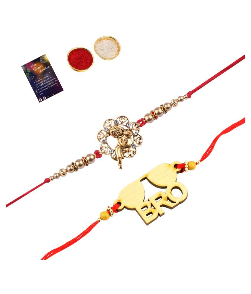     			Paola Stylish  Bhaiya Rakhi " BRO" Designer Pendent With  Designer Look"BAL GOPAL"Rakhi Combo  For Bhaiya With Roli Chawal And  Greeting Card