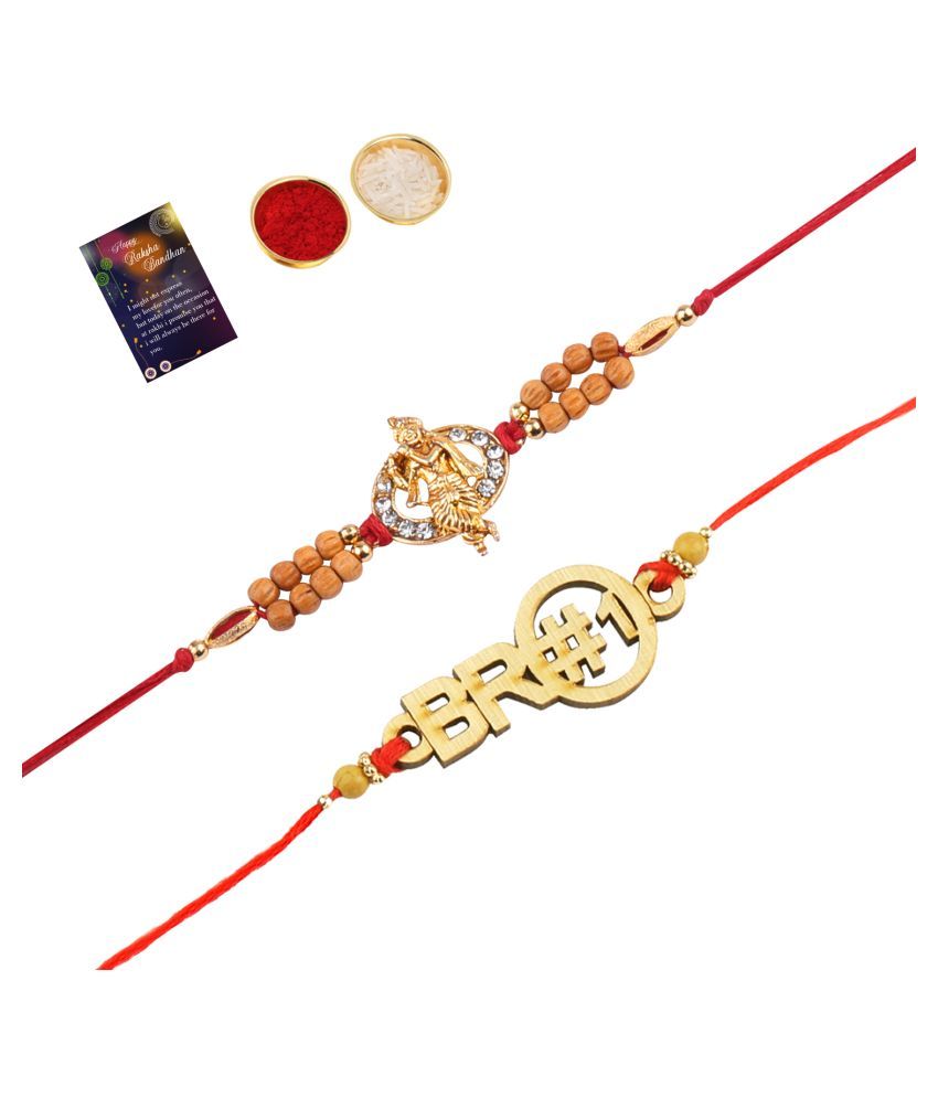     			Paola Stylish  Bhaiya Rakhi " BRO" Designer Pendent With  Designer Look"KRISHNA JI "Rakhi Combo  For Bhaiya With Roli Chawal And  Greeting Card