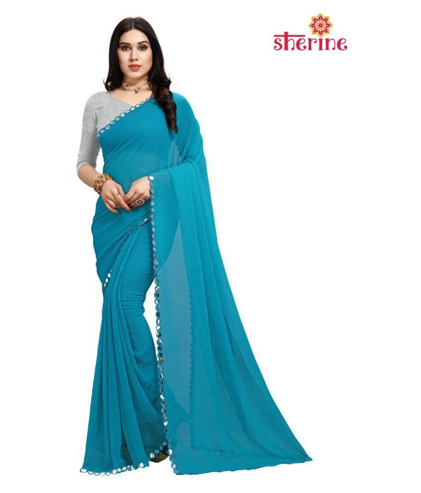     			ANAND SAREES - Blue Chiffon Saree With Blouse Piece (Pack of 1)