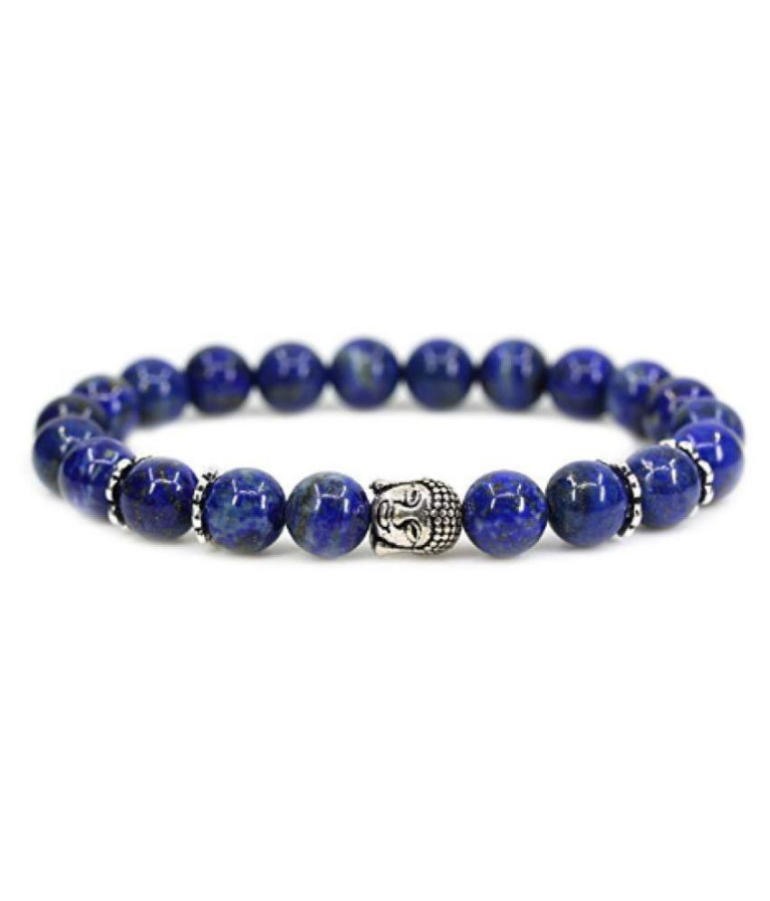     			8mm Blue Lapis With Buddha Natural Agate Stone Bracelet