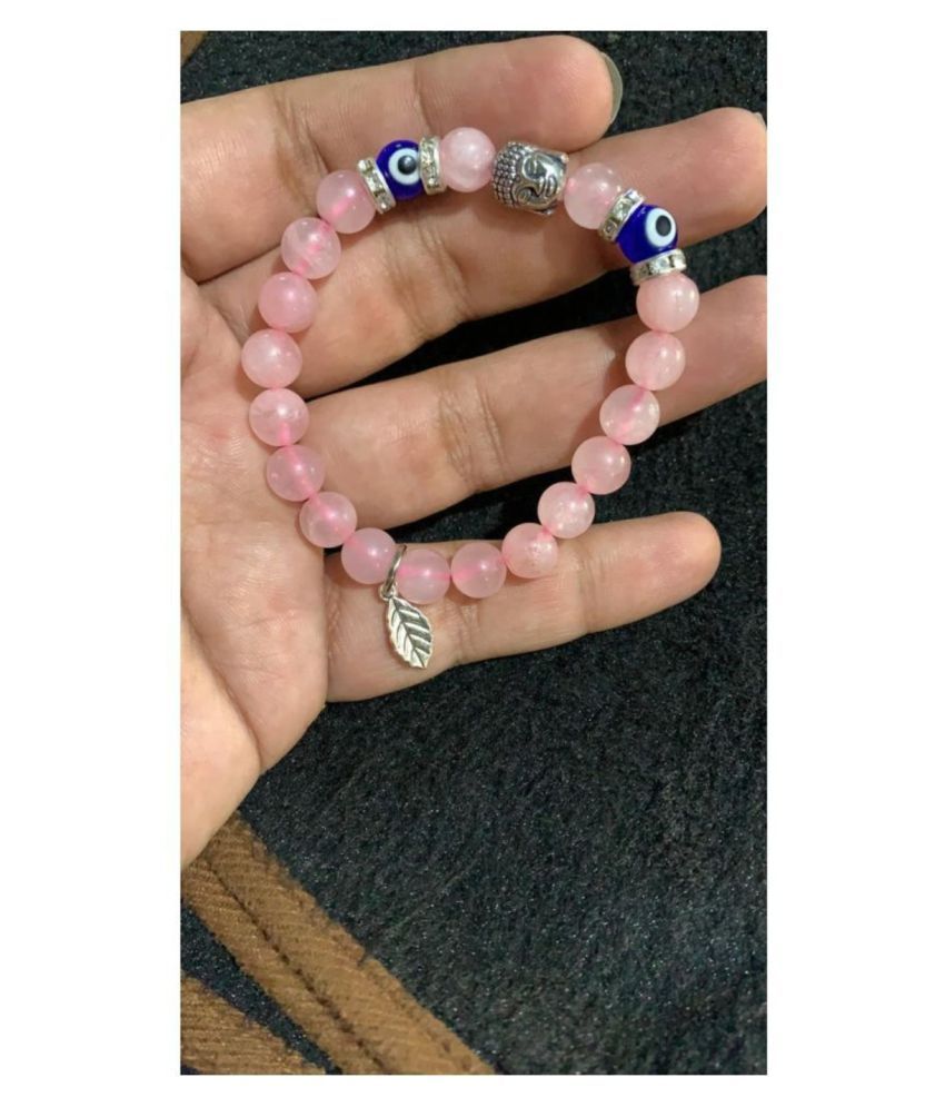 rose quartz bracelet with evil eye