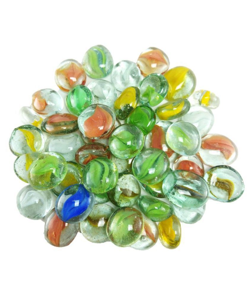     			DS Multi-colored Round Glass Flower Pebbles/gravels/stone/beads for Aquarium, table, vase, fountain, Approx 50 Piece
