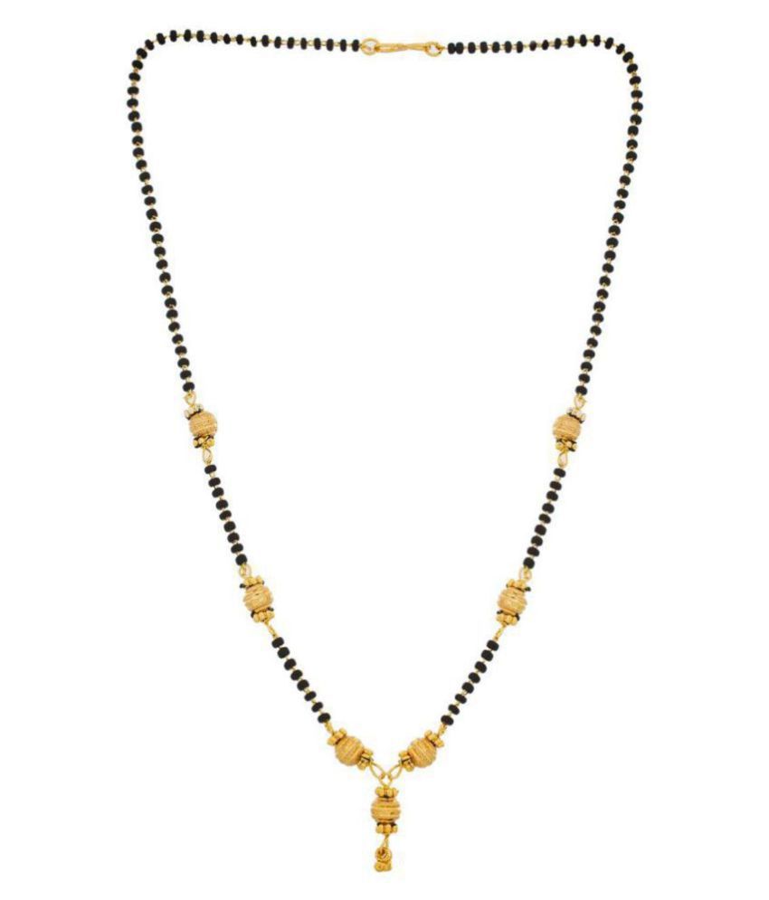     			Jewar Mandi Mangalsutra Kanthi Gold Plated Simply Look Black Crystal Jewelry for Women