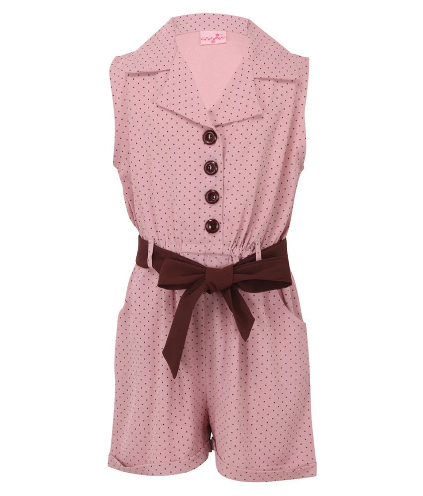     			Cutecumber - Pink Georgette Girls Jumpsuit ( Pack of 1 )