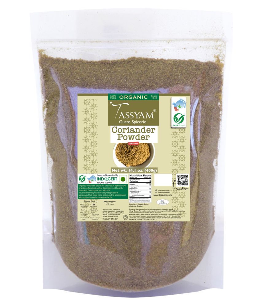     			Tassyam Certifed 100% Organic Coriander Seeds Powder 400 gm