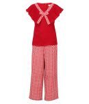 Cutecumber Pack of 1 Girls Georgette Top With Pants ( Red )