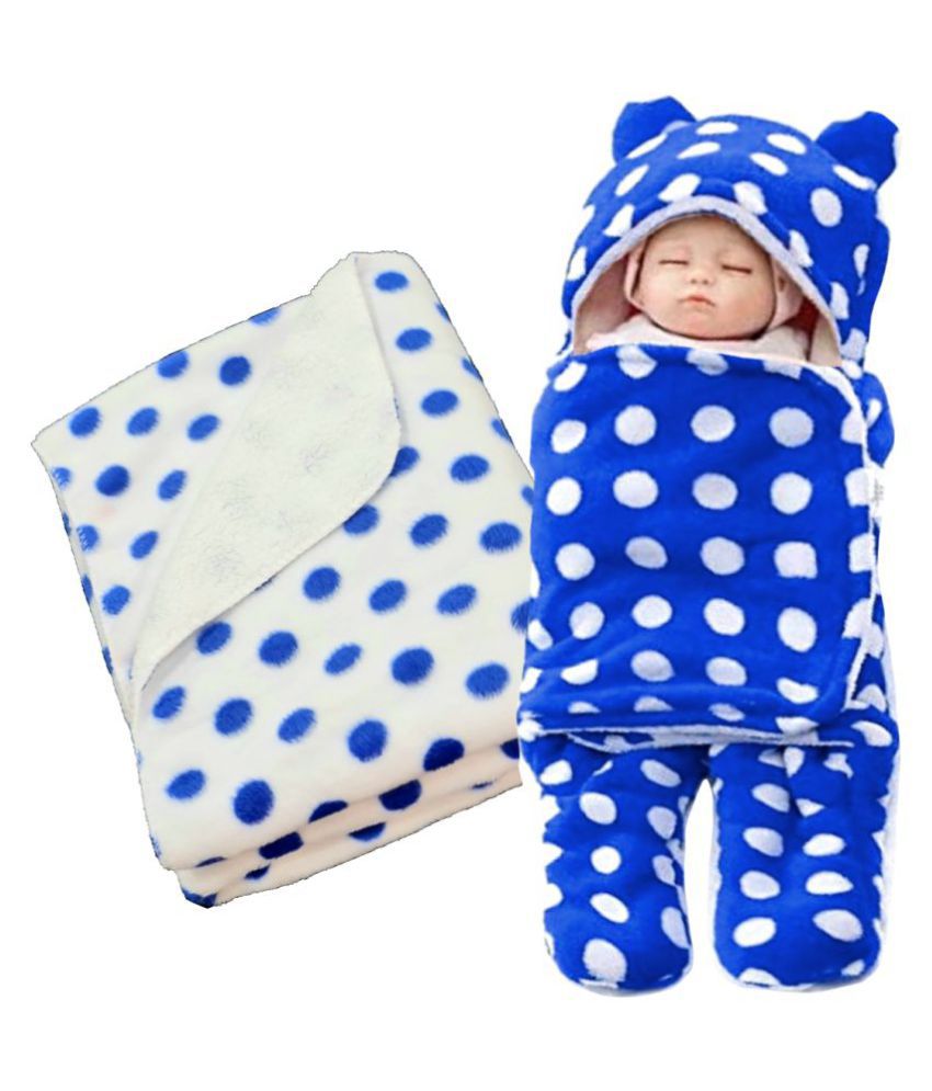     			Brandonn - Multicolor Cotton Blend Hooded Baby Blanket (Pack Of 2)