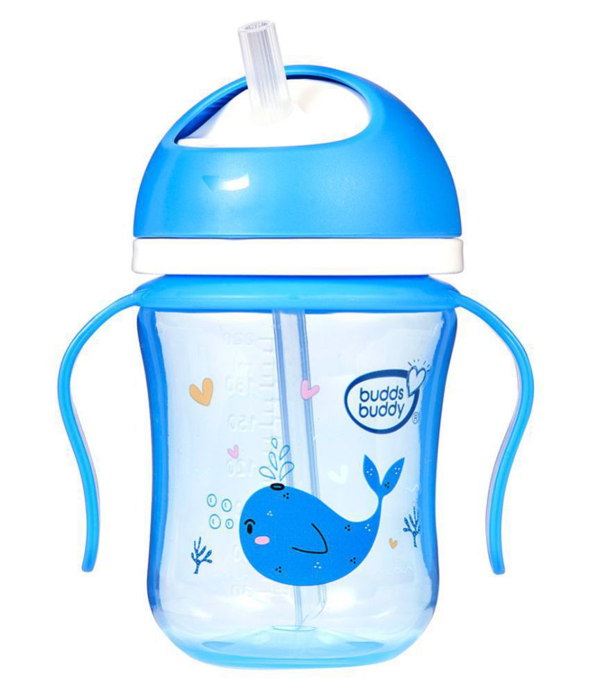 Buddsbuddy BPA Free Anti Spill Design Softy Straw Baby Sipper Cup/ baby sipper/baby water bottle, Blue, BB7221- 220ml