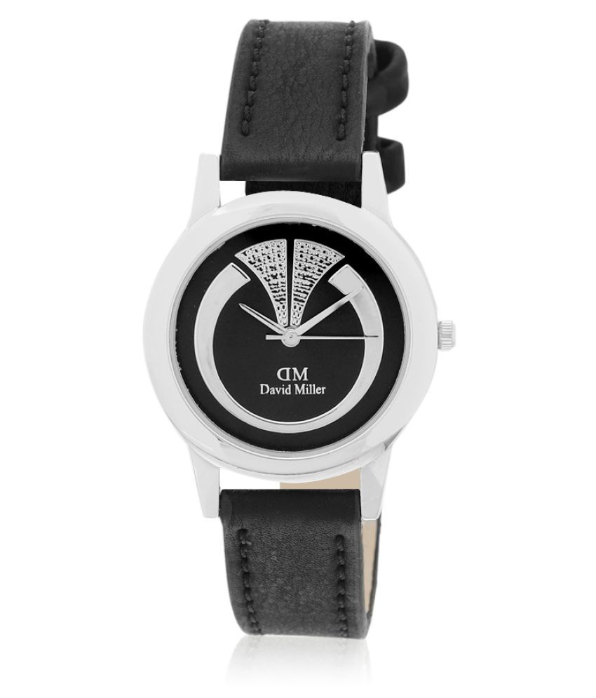     			David Miller Leather Round Womens Watch