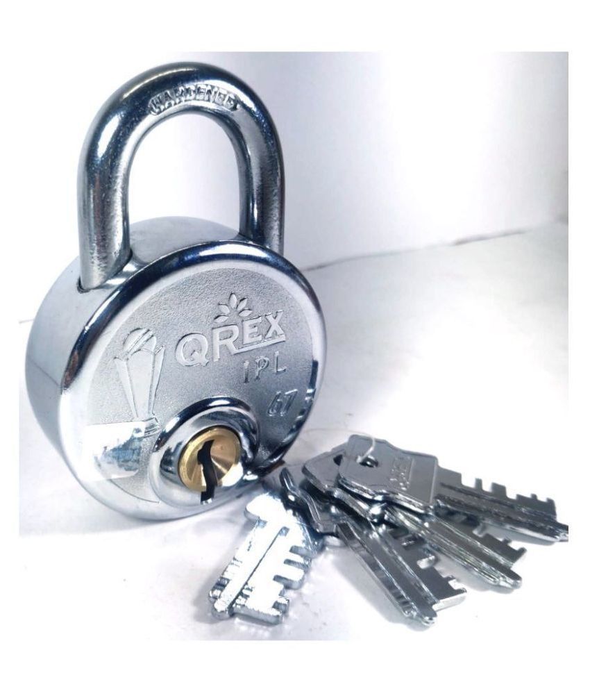     			Home Decor Qrex Steel Double Locking 9 Lever Lock with 4 Keys (67 Mm, Silver)