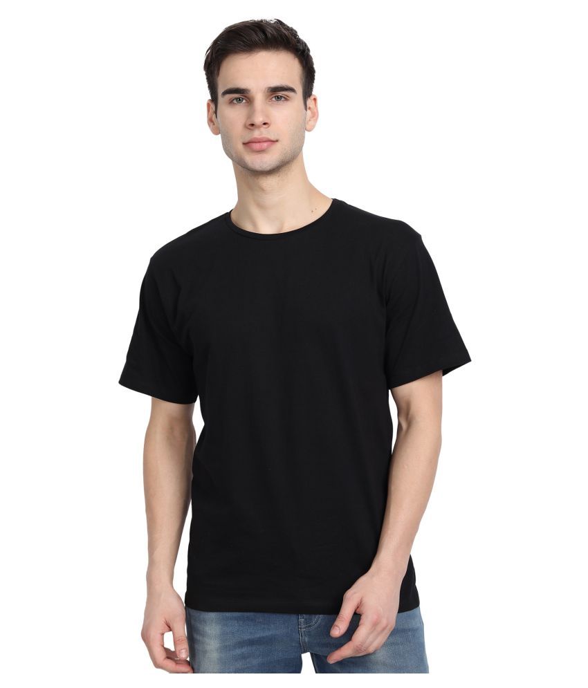 Leo by Golden Lion creator 100 Percent Cotton Black Solids T-Shirt ...