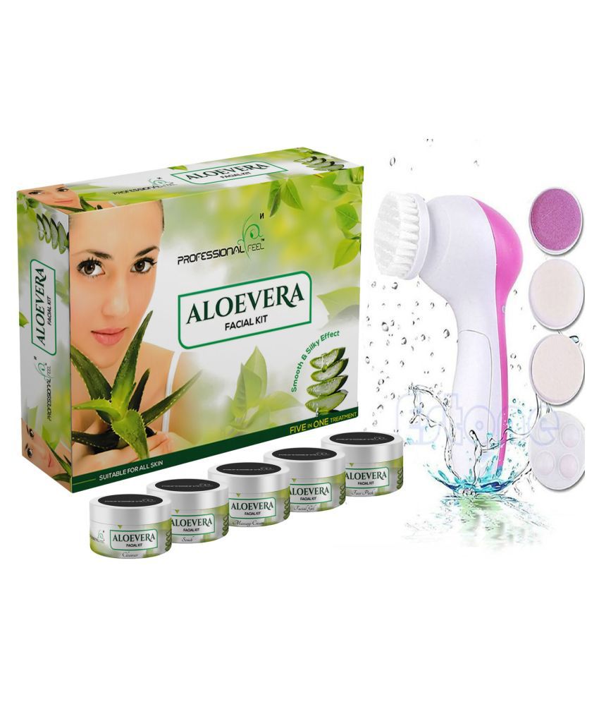     			professional feel Facial Massager 5 in 1 & All Type Skin Unisex Aloevera Facial Kit 250g g Pack of 2
