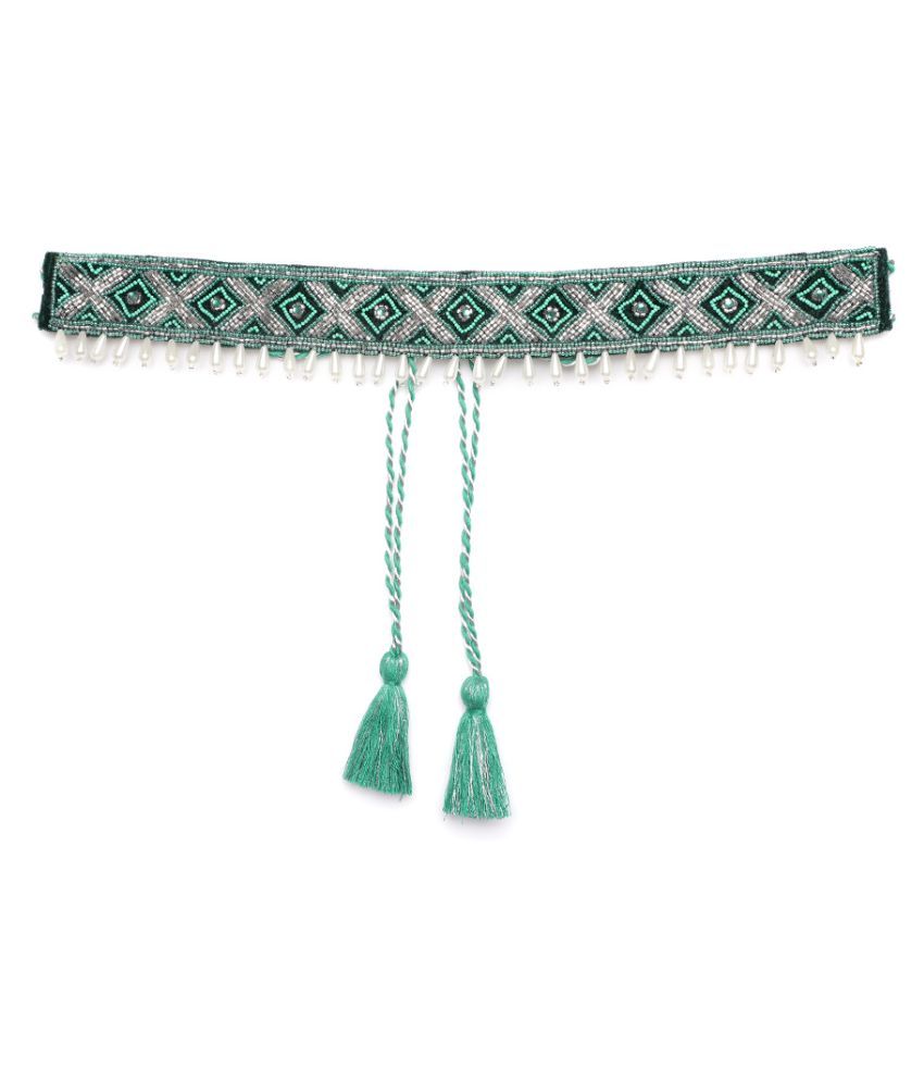     			Anekaant Turquoise Fabric Party Belt