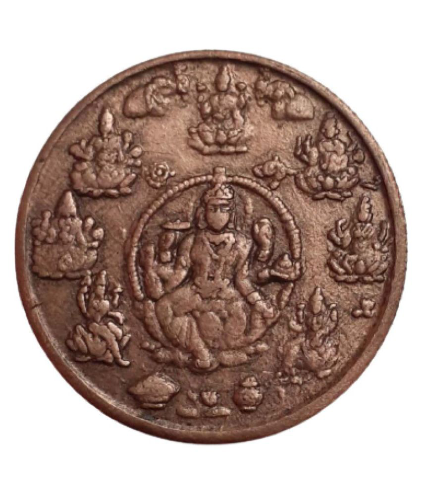     			EXTREMELY RARE OLD VINTAGE HALF ANNA EAST INDIA COMPANY 1818 MAA LAXMI BEAUTIFUL RELEGIOUS TEMPLE TOKEN COIN