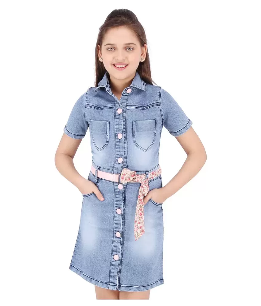 Buy pose india Denim Dress with Side Sling Bag Free| Western midi for  Women| Casual Dress| Long Denim Dress| L XL (Large) at Amazon.in