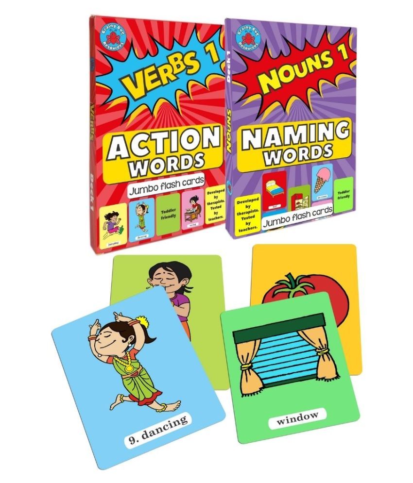 60 Flash cards for kids - action words and naming words | Flash cards ...