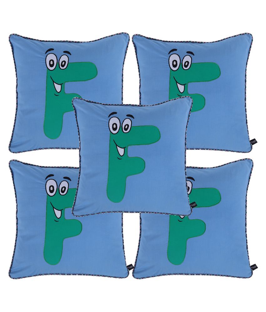     			Hugs'n'Rugs Cotton Blue Cushion Covers Pack of 5 (40 x 40 cm)