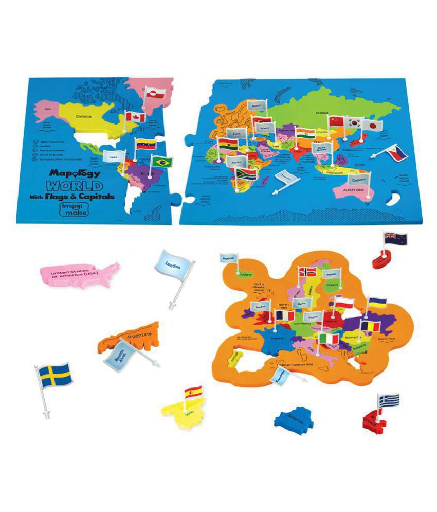     			Imagimake: Mapology World With Flags & Capitals- With Country Shaped Pieces- Jigsaw Puzzle And Educational Toy for Boys And Girls Above 5 Years